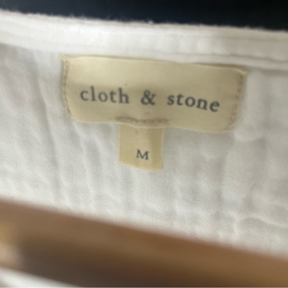 Cloth & Stone Anthropologie Women’s White Cotton Gauzy Back Button‎ Top Sz M - Picture 8 of 9
